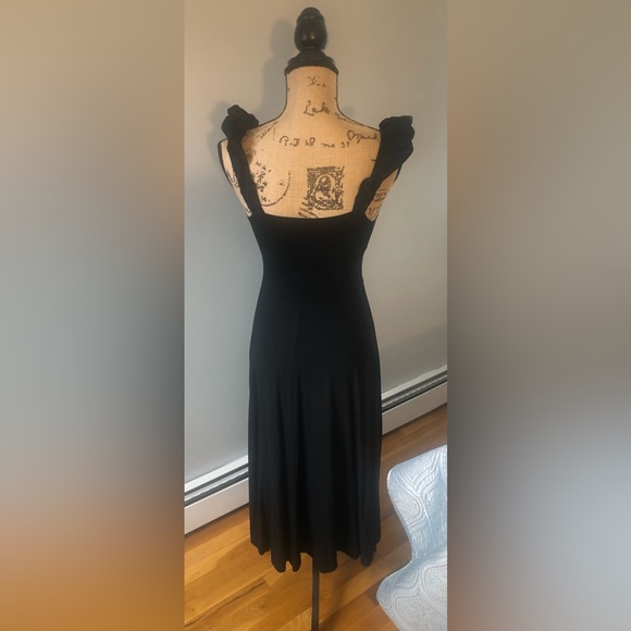 THE REFORMATION PUFF SLEEVE BLACK MIDI DRESS: PRINCESSCORE COTTAGECORE ROYALCORE - Picture 3 of 5